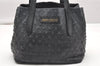 Authentic JIMMY CHOO Pimlico Star Pattern Leather Hand Tote Bag Black 4507K