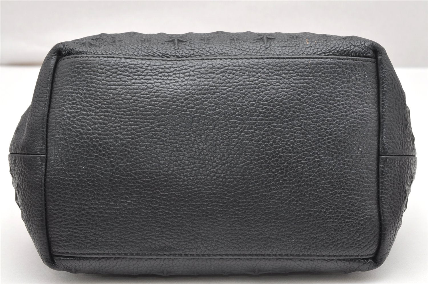 Authentic JIMMY CHOO Pimlico Star Pattern Leather Hand Tote Bag Black 4507K