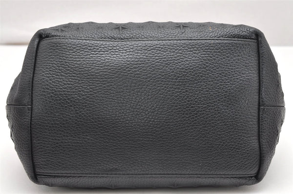 Authentic JIMMY CHOO Pimlico Star Pattern Leather Hand Tote Bag Black 4507K