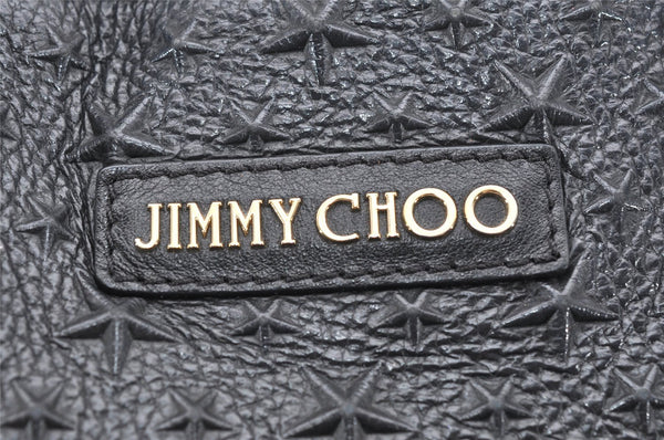 Authentic JIMMY CHOO Pimlico Star Pattern Leather Hand Tote Bag Black 4507K