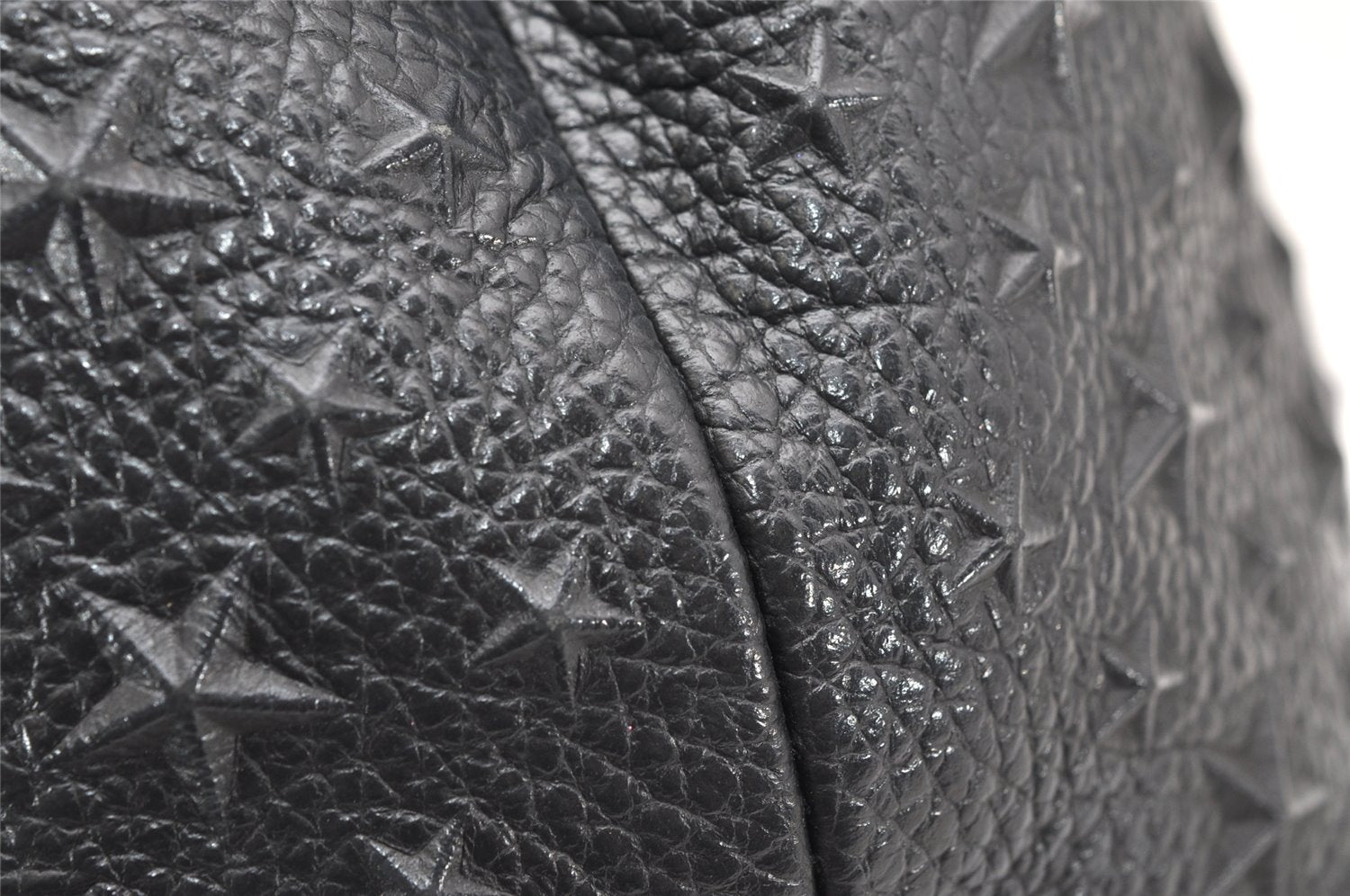 Authentic JIMMY CHOO Pimlico Star Pattern Leather Hand Tote Bag Black 4507K