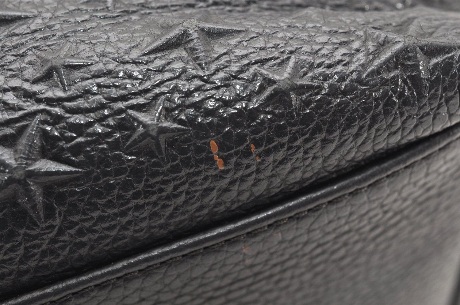 Authentic JIMMY CHOO Pimlico Star Pattern Leather Hand Tote Bag Black 4507K