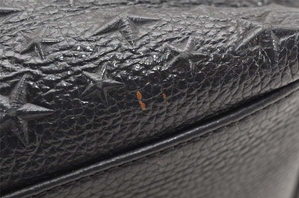 Authentic JIMMY CHOO Pimlico Star Pattern Leather Hand Tote Bag Black 4507K