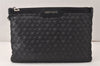Authentic JIMMY CHOO Pimlico Star Pattern Leather Clutch Hand Bag Black 4508K