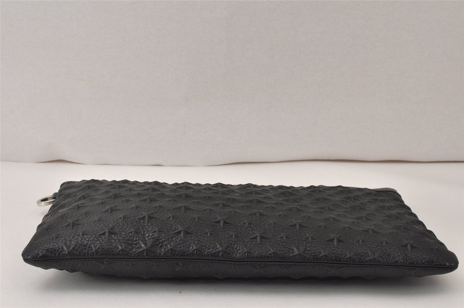 Authentic JIMMY CHOO Pimlico Star Pattern Leather Clutch Hand Bag Black 4508K