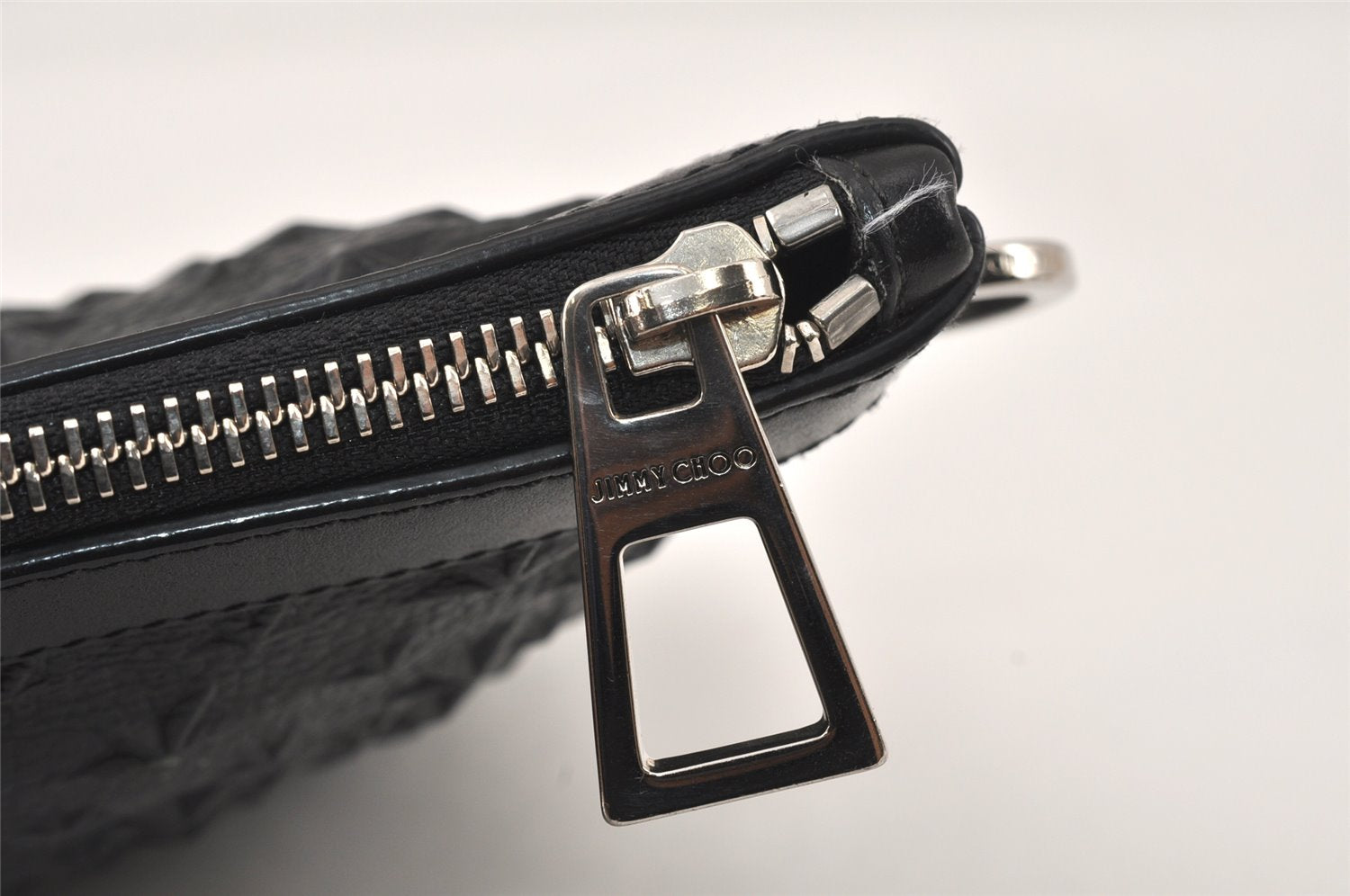 Authentic JIMMY CHOO Pimlico Star Pattern Leather Clutch Hand Bag Black 4508K