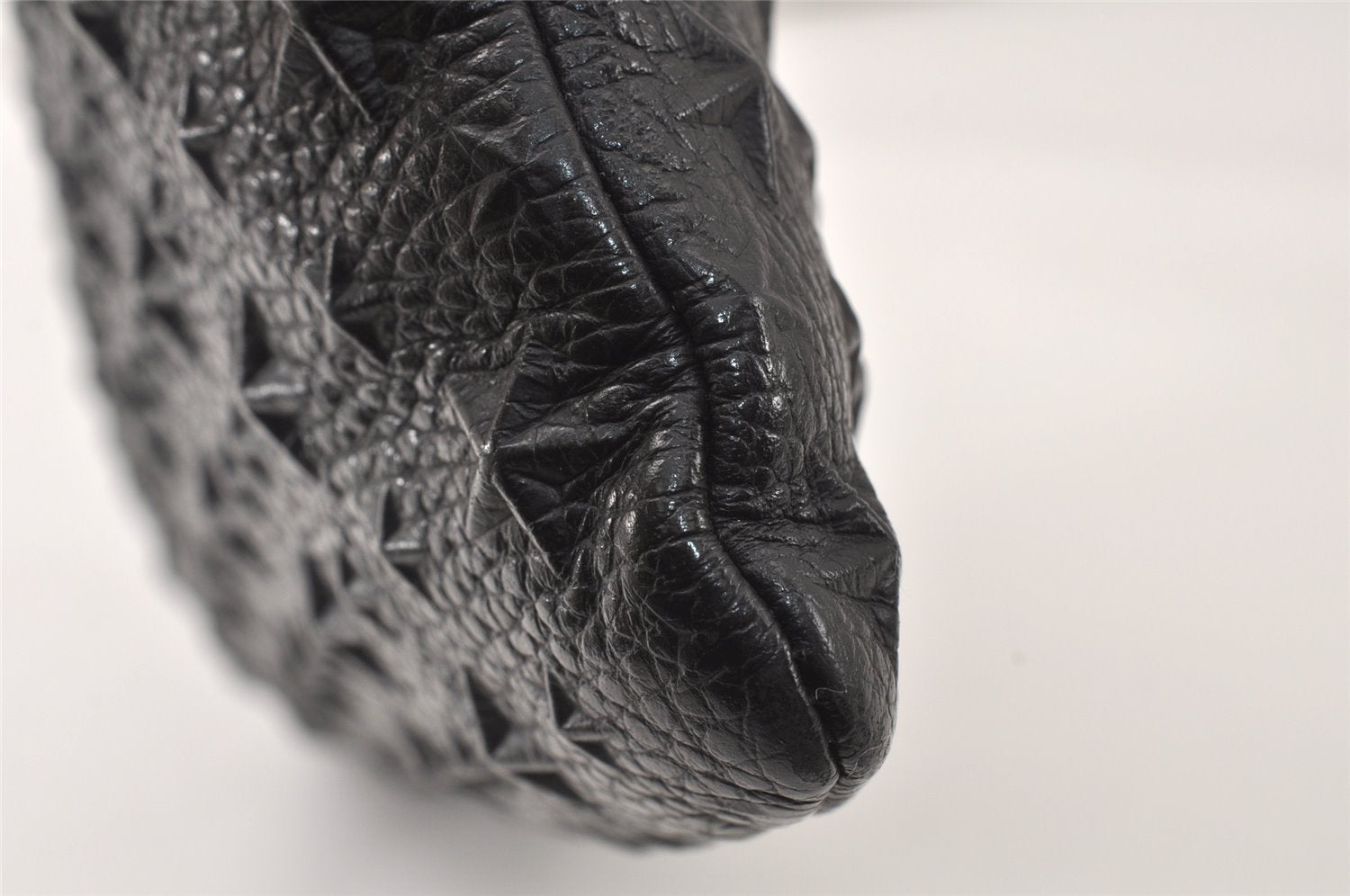 Authentic JIMMY CHOO Pimlico Star Pattern Leather Clutch Hand Bag Black 4508K