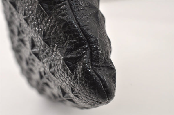 Authentic JIMMY CHOO Pimlico Star Pattern Leather Clutch Hand Bag Black 4508K