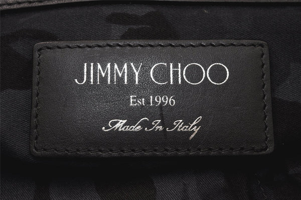 Authentic JIMMY CHOO Pimlico Star Pattern Leather Clutch Hand Bag Black 4508K