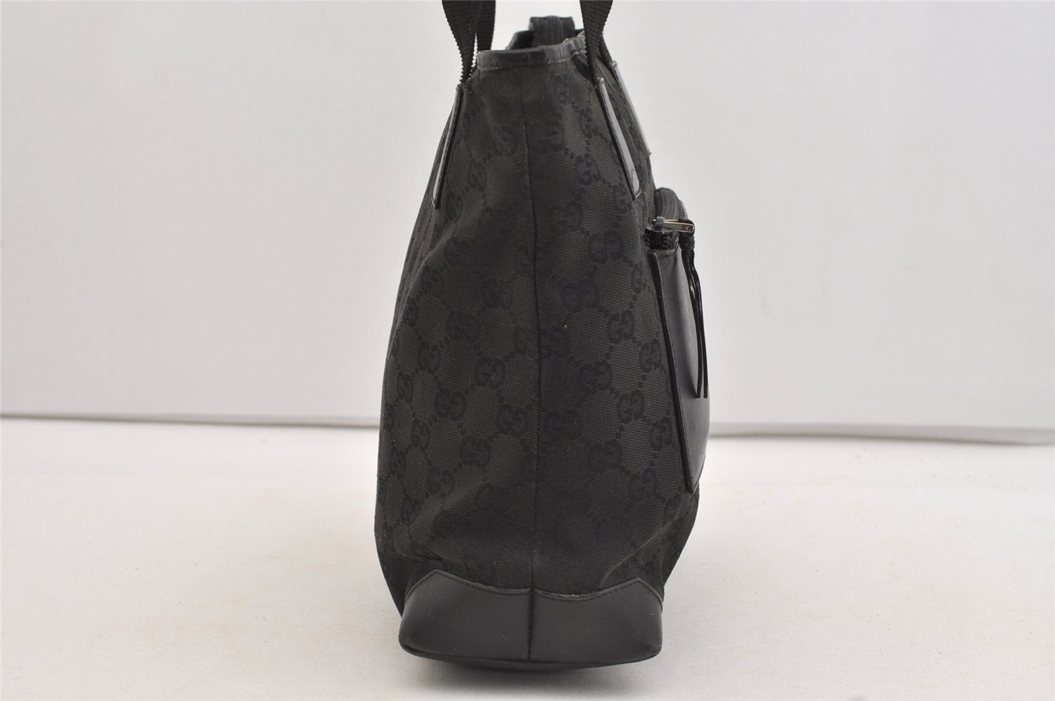 Authentic GUCCI Vintage Shoulder Tote Bag GG Canvas Leather 28893 Black 4509J