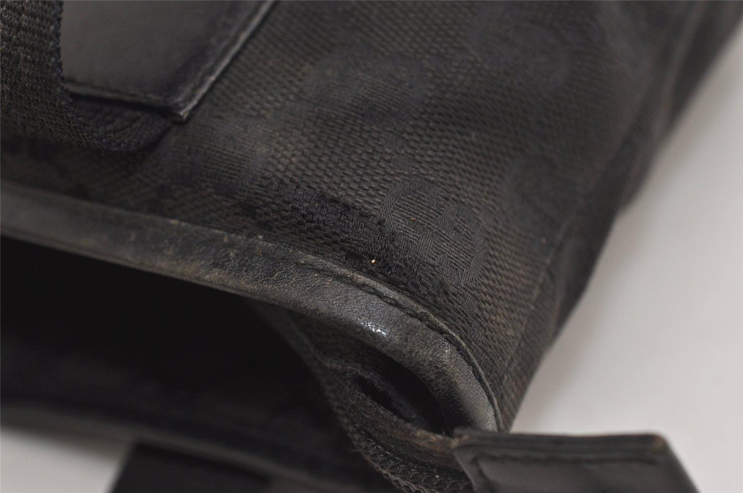 Authentic GUCCI Vintage Shoulder Tote Bag GG Canvas Leather 28893 Black 4509J