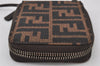 Authentic FENDI Zucca Shoulder Wallet Canvas Leather Brown Box Junk 4509K