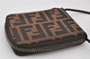 Authentic FENDI Zucca Shoulder Wallet Canvas Leather Brown Box Junk 4509K