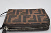 Authentic FENDI Zucca Shoulder Wallet Canvas Leather Brown Box Junk 4509K