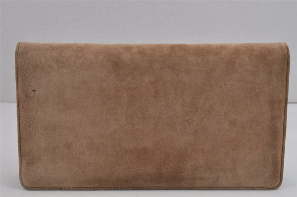 Authentic CELINE Vintage Clutch Hand Bag Purse Suede Leather Beige 4510J