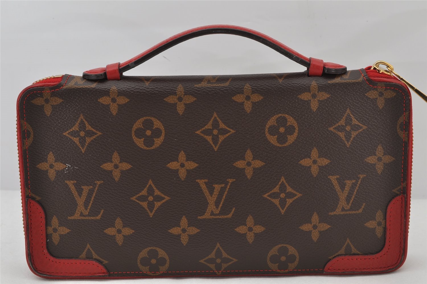 Auth Louis Vuitton Monogram Retiro Daily Organizer Travel Case M61452 Red 4510K