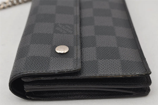 Auth Louis Vuitton Damier Graphite Portefeuille Accordeon Wallet N60023 LV 4511K