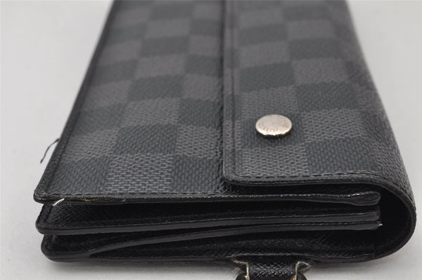 Auth Louis Vuitton Damier Graphite Portefeuille Accordeon Wallet N60023 LV 4511K