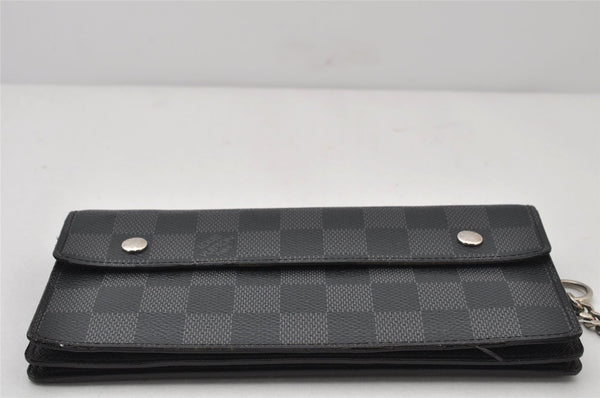 Auth Louis Vuitton Damier Graphite Portefeuille Accordeon Wallet N60023 LV 4511K