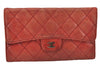 Authentic CHANEL Calf Skin Matelasse Bifold Long Wallet Purse Bordeaux CC 4513K