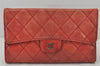 Authentic CHANEL Calf Skin Matelasse Bifold Long Wallet Purse Bordeaux CC 4513K