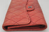 Authentic CHANEL Calf Skin Matelasse Bifold Long Wallet Purse Bordeaux CC 4513K