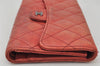 Authentic CHANEL Calf Skin Matelasse Bifold Long Wallet Purse Bordeaux CC 4513K