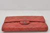 Authentic CHANEL Calf Skin Matelasse Bifold Long Wallet Purse Bordeaux CC 4513K