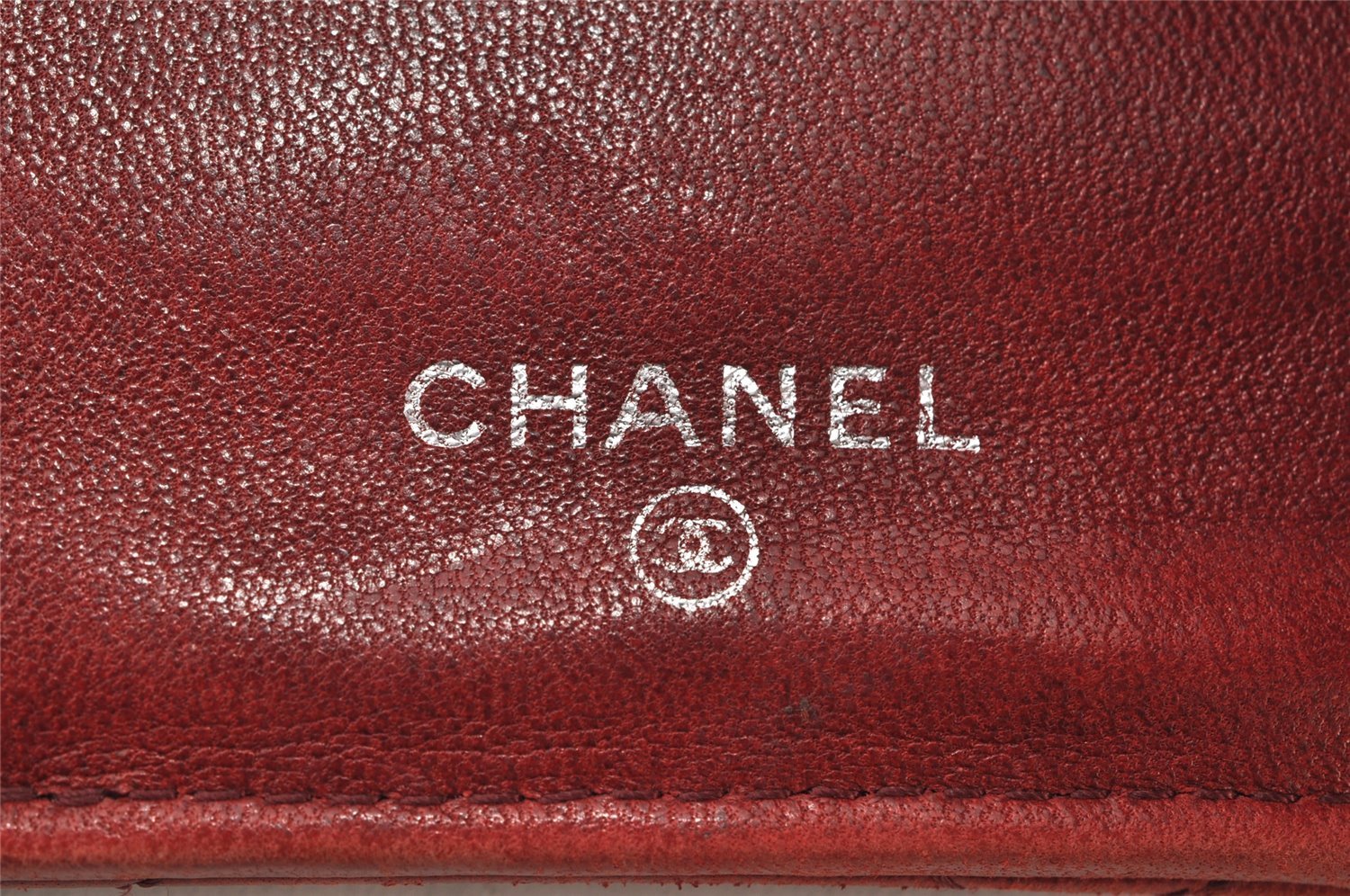 Authentic CHANEL Calf Skin Matelasse Bifold Long Wallet Purse Bordeaux CC 4513K