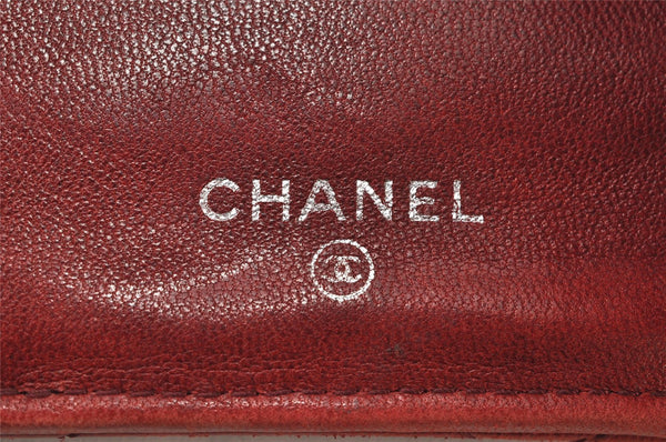 Authentic CHANEL Calf Skin Matelasse Bifold Long Wallet Purse Bordeaux CC 4513K