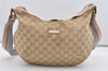 Authentic GUCCI Shoulder Cross Body Bag GG Canvas Leather 181092 Beige 4514J