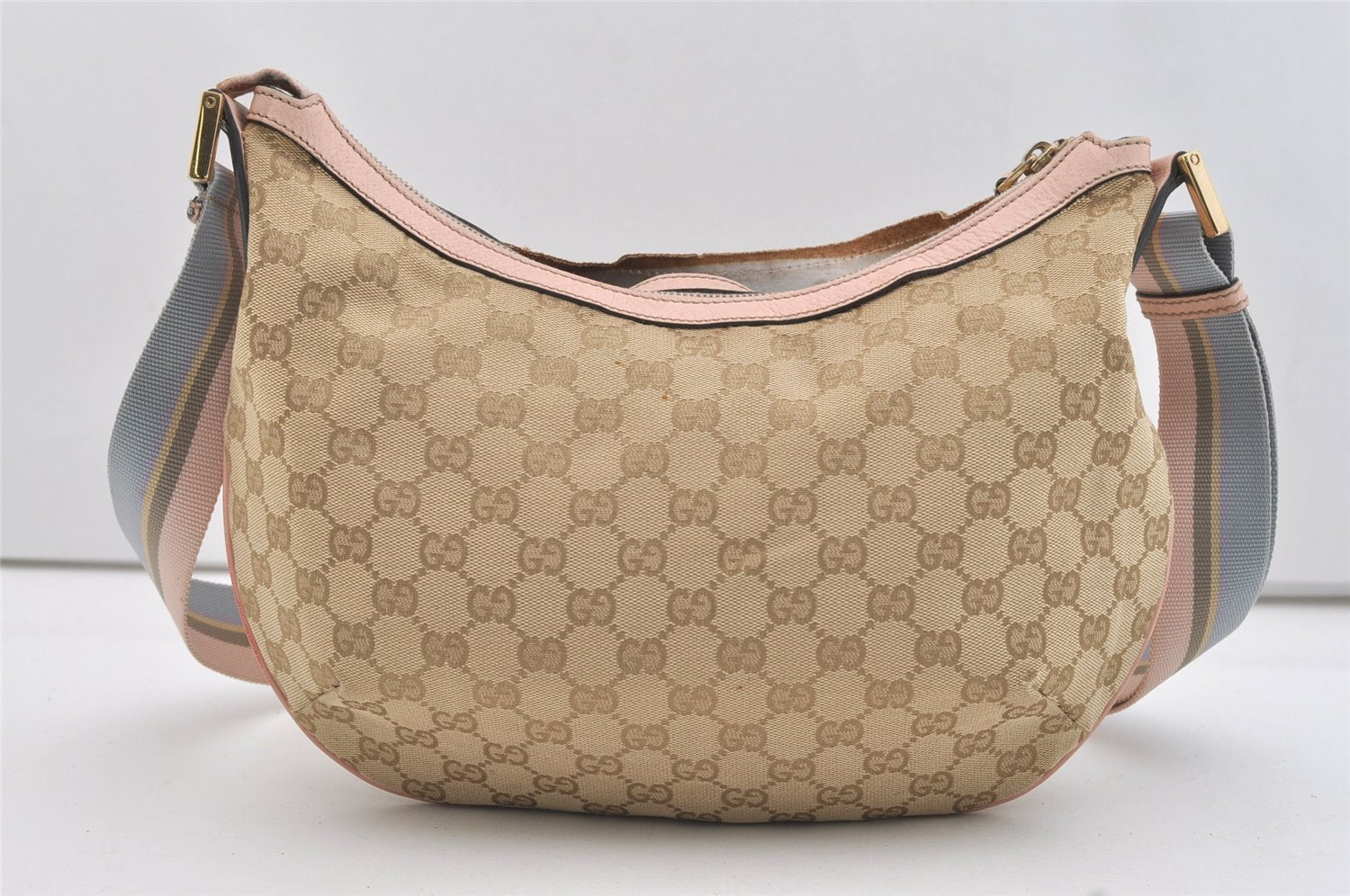 Authentic GUCCI Shoulder Cross Body Bag GG Canvas Leather 181092 Beige 4514J