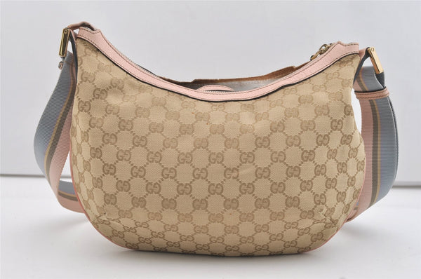 Authentic GUCCI Shoulder Cross Body Bag GG Canvas Leather 181092 Beige 4514J