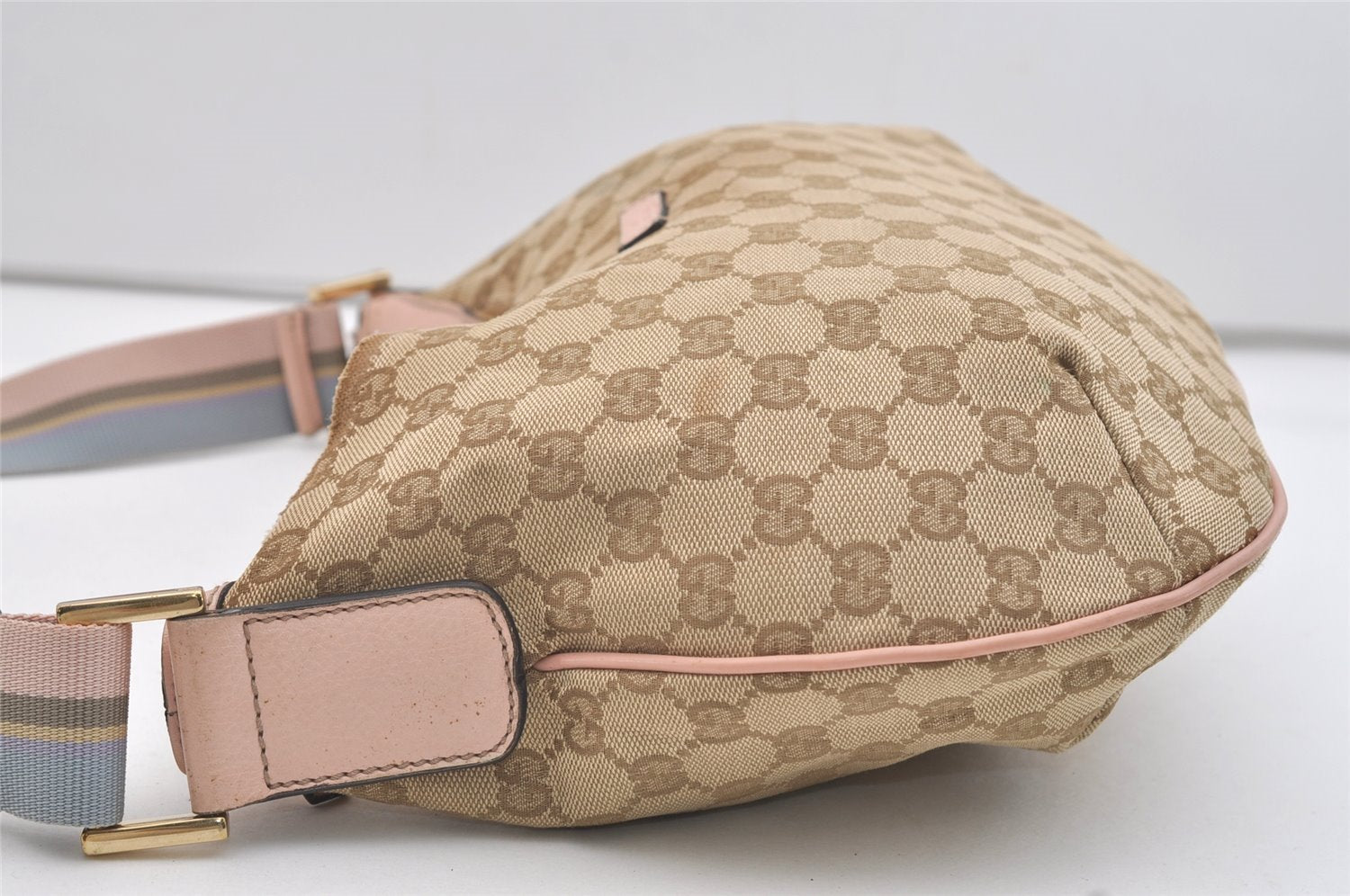 Authentic GUCCI Shoulder Cross Body Bag GG Canvas Leather 181092 Beige 4514J