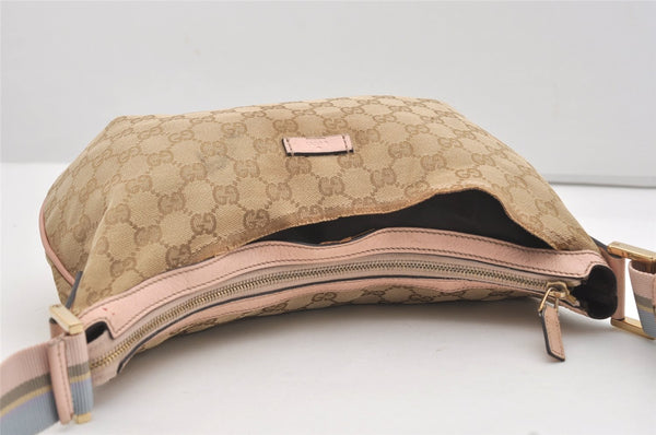 Authentic GUCCI Shoulder Cross Body Bag GG Canvas Leather 181092 Beige 4514J