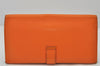 Authentic HERMES Bearn 2 PLIS Leather Trifold Long Wallet Purse Orange 4514K