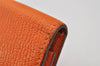 Authentic HERMES Bearn 2 PLIS Leather Trifold Long Wallet Purse Orange 4514K