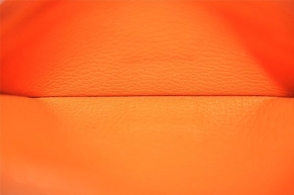 Authentic HERMES Bearn 2 PLIS Leather Trifold Long Wallet Purse Orange 4514K