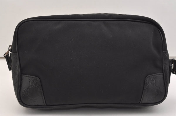 Authentic GUCCI Guccissima Nylon GG Leather Clutch Hand Bag 162782 Black 4515J