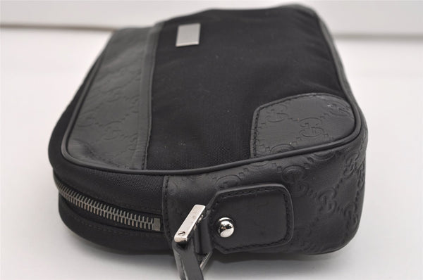 Authentic GUCCI Guccissima Nylon GG Leather Clutch Hand Bag 162782 Black 4515J