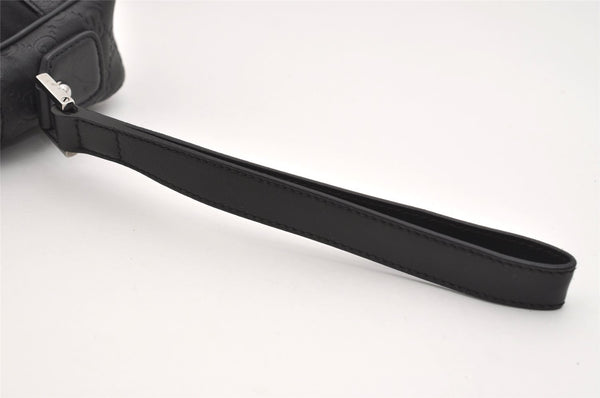 Authentic GUCCI Guccissima Nylon GG Leather Clutch Hand Bag 162782 Black 4515J