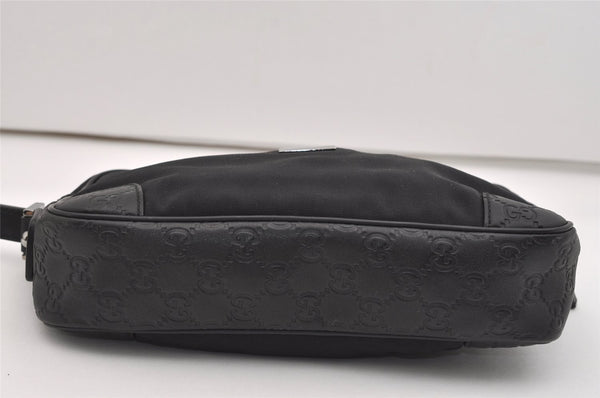 Authentic GUCCI Guccissima Nylon GG Leather Clutch Hand Bag 162782 Black 4515J