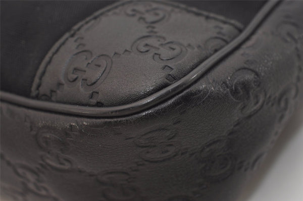 Authentic GUCCI Guccissima Nylon GG Leather Clutch Hand Bag 162782 Black 4515J