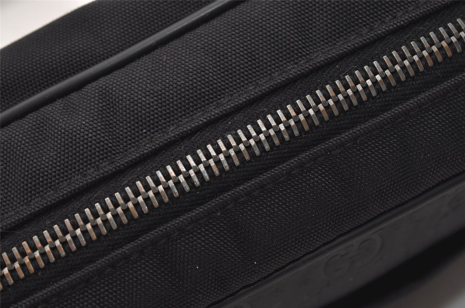 Authentic GUCCI Guccissima Nylon GG Leather Clutch Hand Bag 162782 Black 4515J