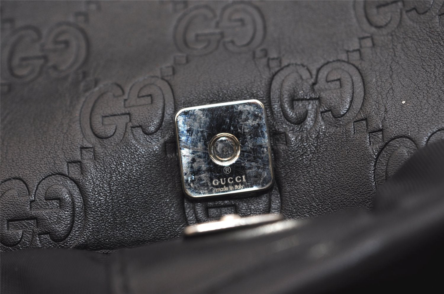 Authentic GUCCI Guccissima Nylon GG Leather Clutch Hand Bag 162782 Black 4515J