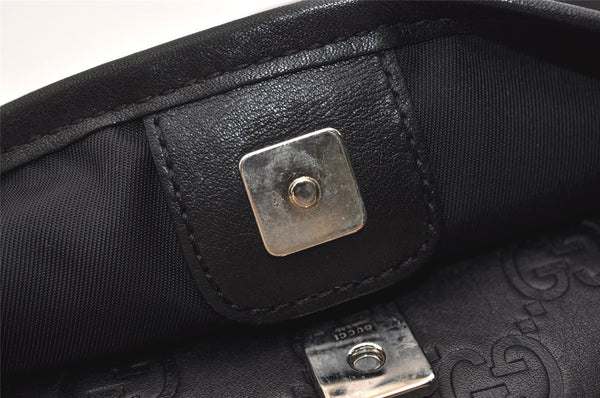 Authentic GUCCI Guccissima Nylon GG Leather Clutch Hand Bag 162782 Black 4515J