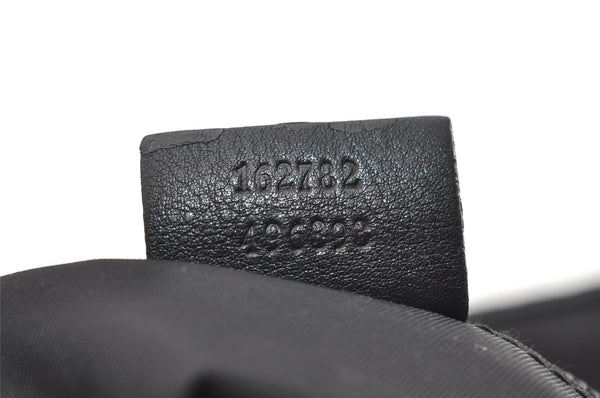 Authentic GUCCI Guccissima Nylon GG Leather Clutch Hand Bag 162782 Black 4515J