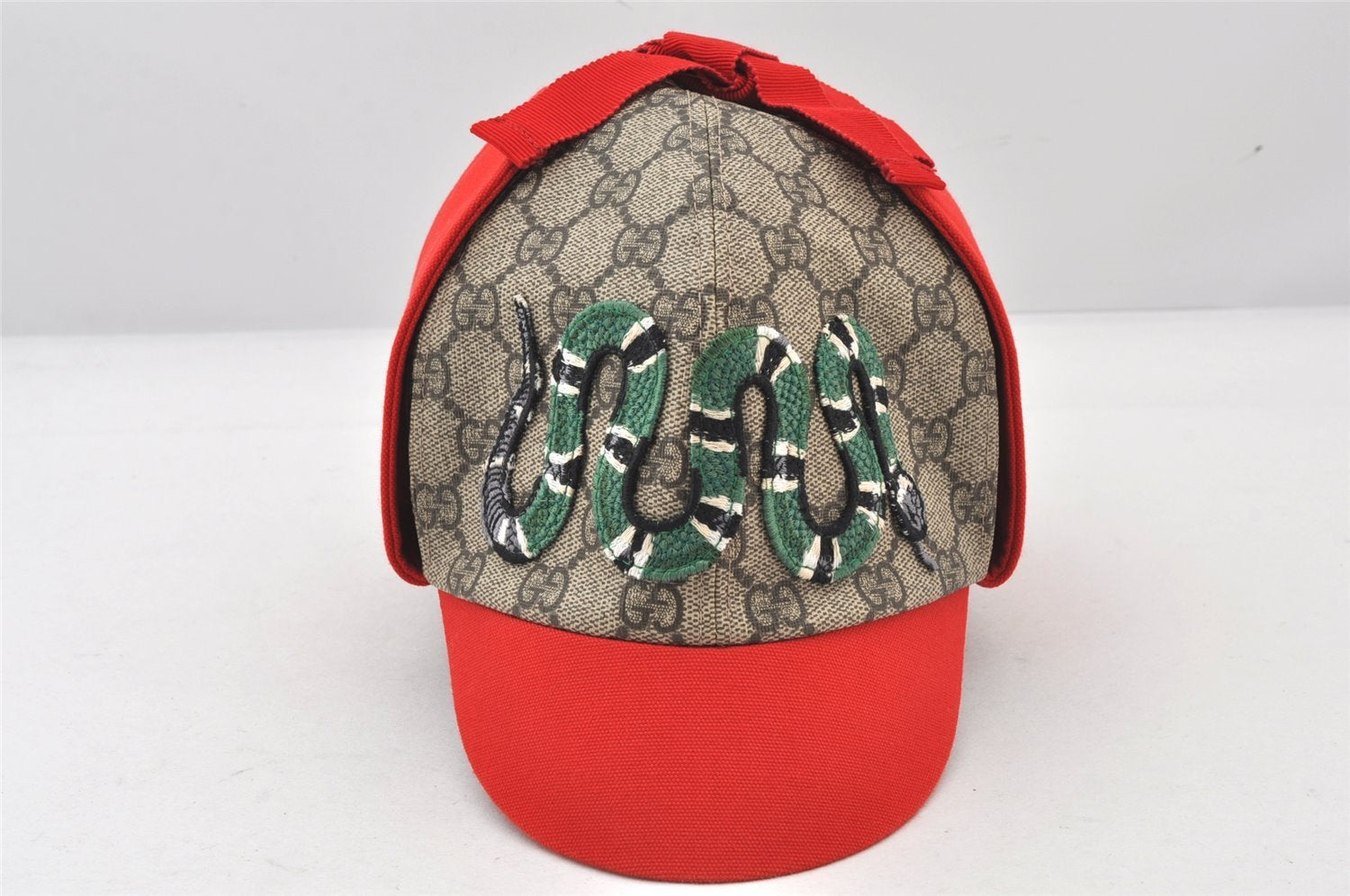 Authentic GUCCI Vintage Kids Cap GG PVC Size L Brown Red 4516K