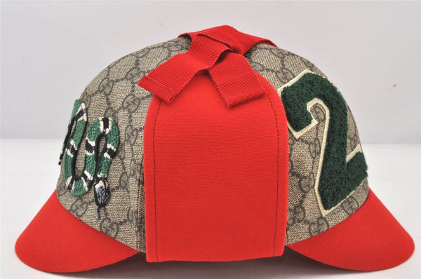 Authentic GUCCI Vintage Kids Cap GG PVC Size L Brown Red 4516K