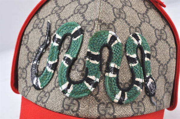 Authentic GUCCI Vintage Kids Cap GG PVC Size L Brown Red 4516K